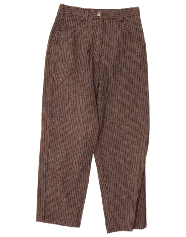 Calça casual feminina Les Copains cônica de cintura alta W26 L26 listrada marrom