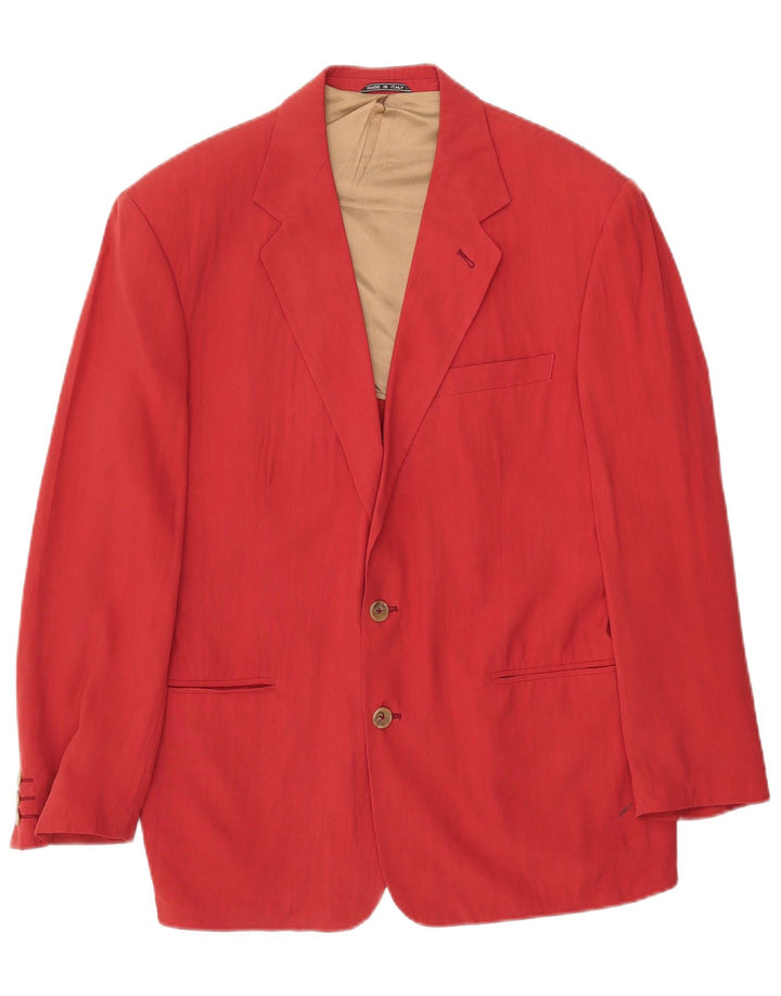Jaqueta blazer masculina vintage com 2 botões e ajuste solto IT 46 seda vermelha pequena