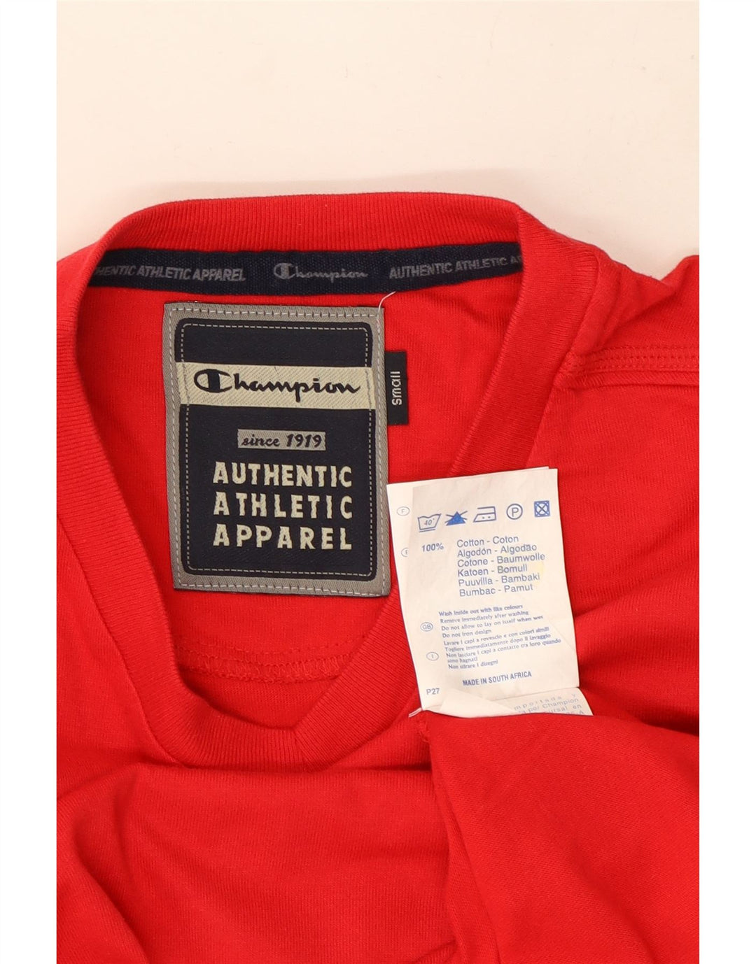 Camiseta masculina Champion pequena de algodão vermelho