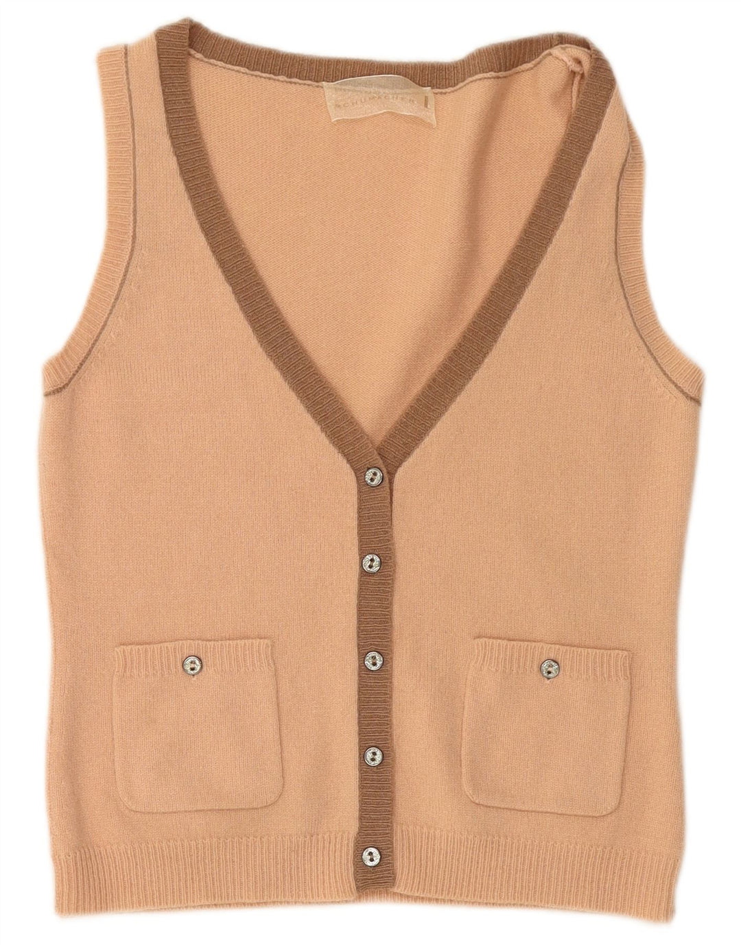 Suéter cardigã feminino sem mangas SCHUMACHER Reino Unido 14 grande lã rosa