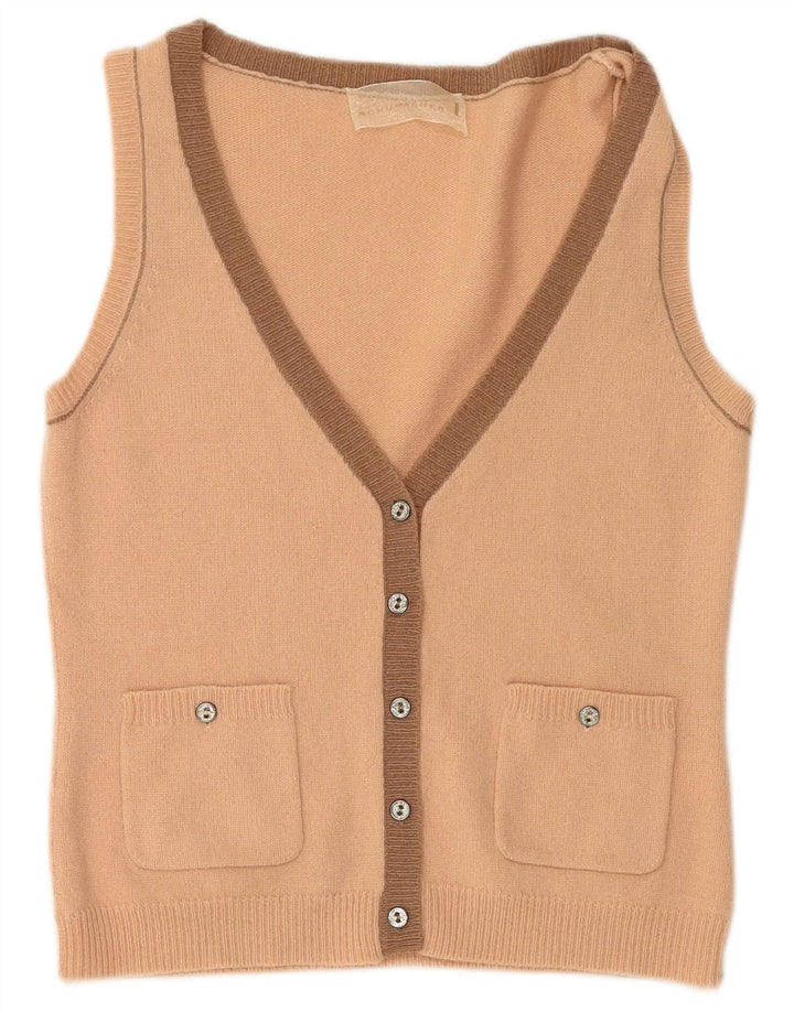 Suéter cardigã feminino sem mangas SCHUMACHER Reino Unido 14 grande lã rosa