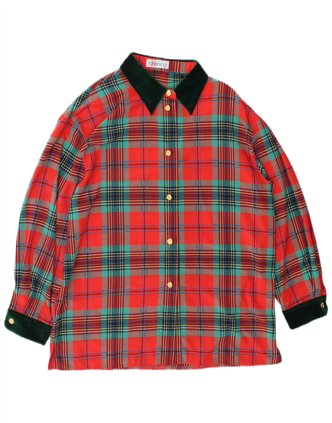 Camisa feminina Bianca folgada IT 42 poliéster xadrez vermelho médio