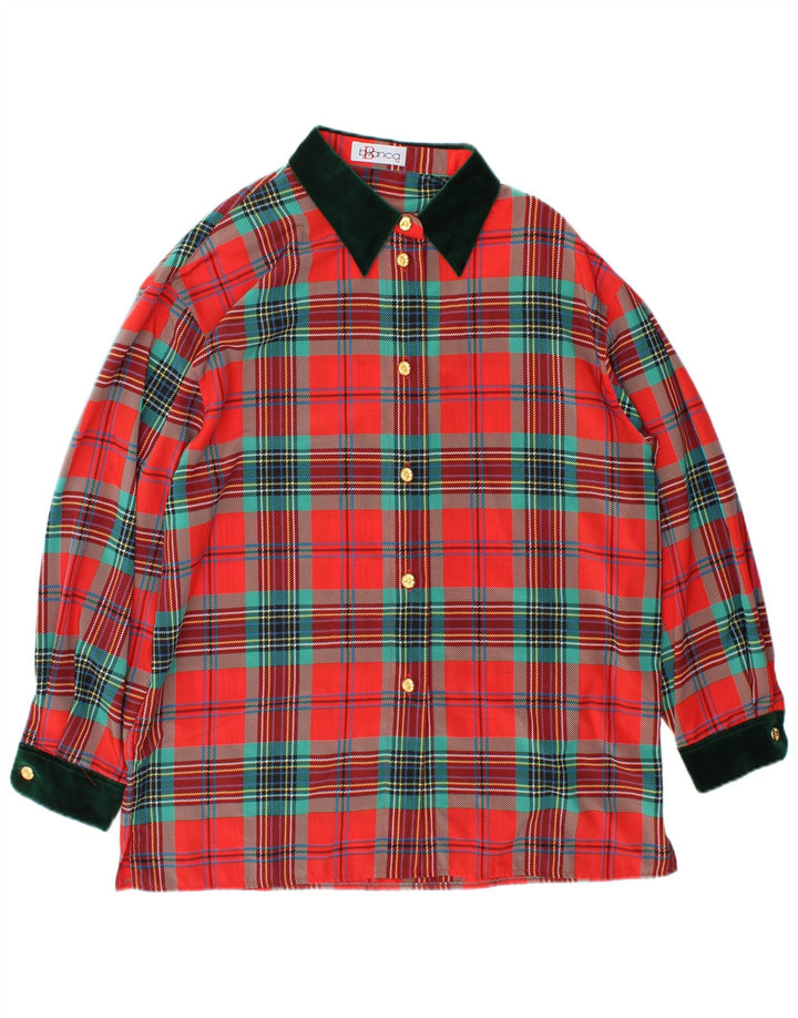 Camisa feminina Bianca folgada IT 42 poliéster xadrez vermelho médio