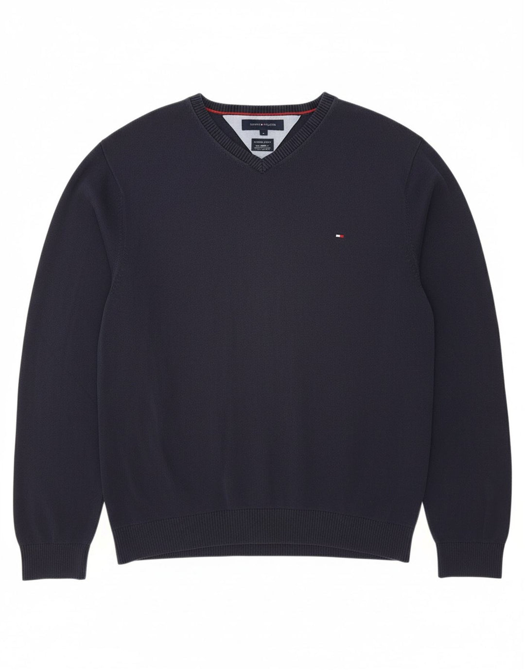 Suéter masculino TOMMY HILFIGER com decote em V XL azul marinho algodão