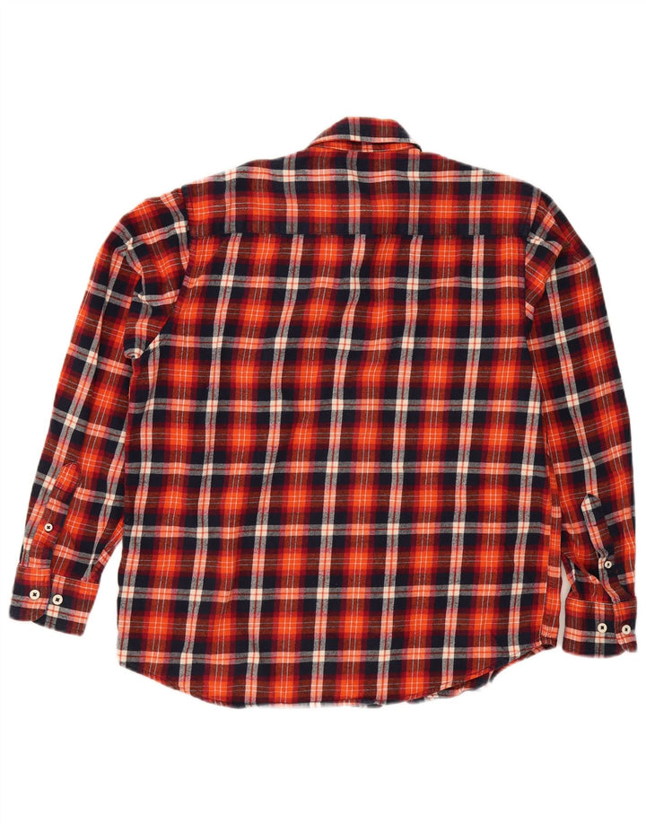 Camisa masculina vintage de flanela grande xadrez vermelho