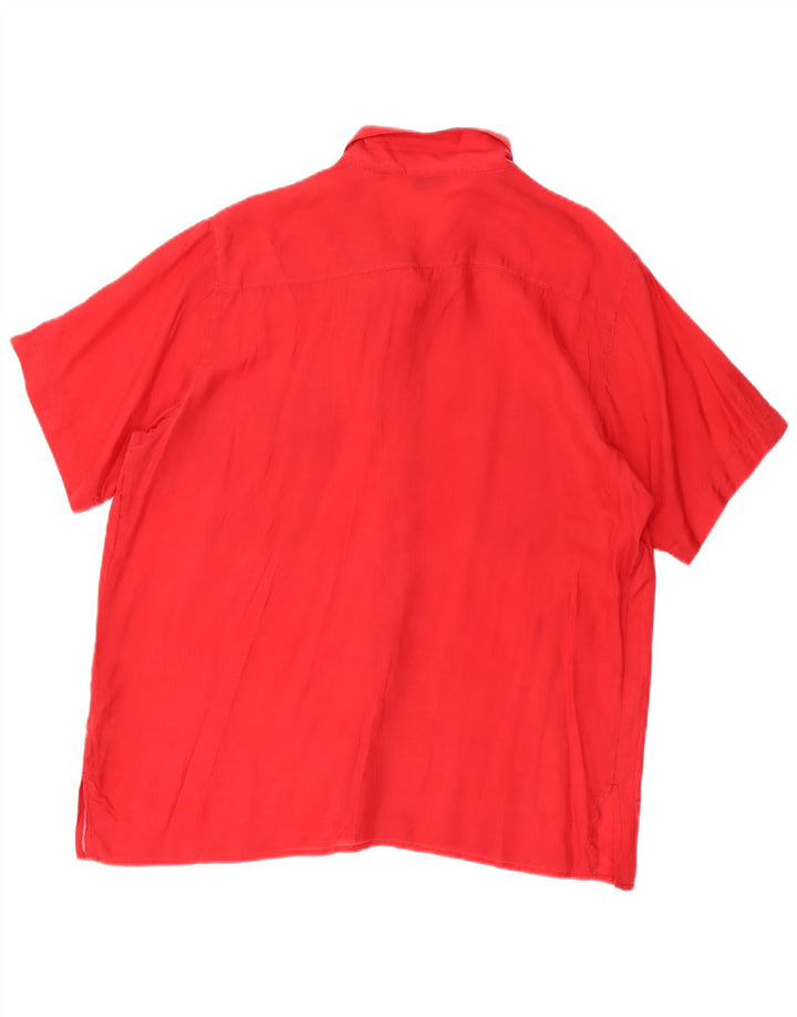 Blusa feminina vintage de manga curta UK 14 seda vermelha média