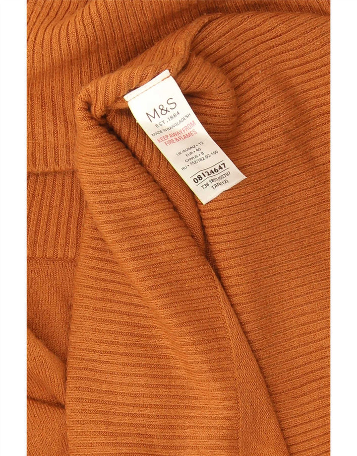 Suéter feminino Marks & Spencer Longline com gola redonda Reino Unido 12 marrom médio