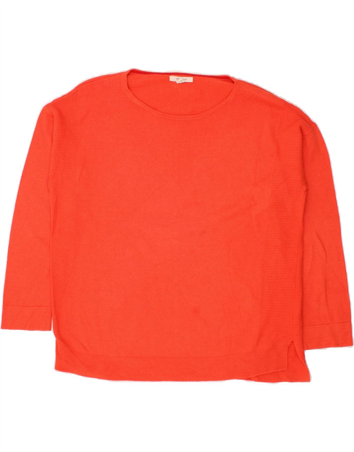 WHITE STUFF Womens Boat Neck Jumper Sweater UK 14 Large  Orange Cotton Vintage White Stuff and Second-Hand White Stuff from Messina Hembry 