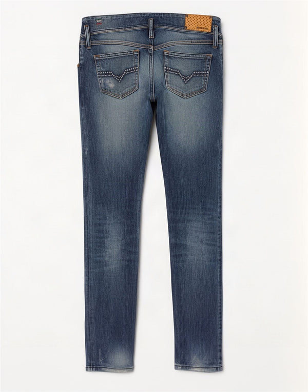 Jeans feminino Diesel Matic Distressed Slim W29 L32 Azul Algodão
