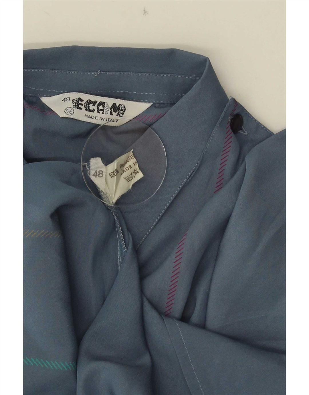 Pulôver feminino vintage IT 48 XL poliéster listrado azul