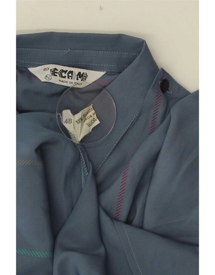 Pulôver feminino vintage IT 48 XL poliéster listrado azul