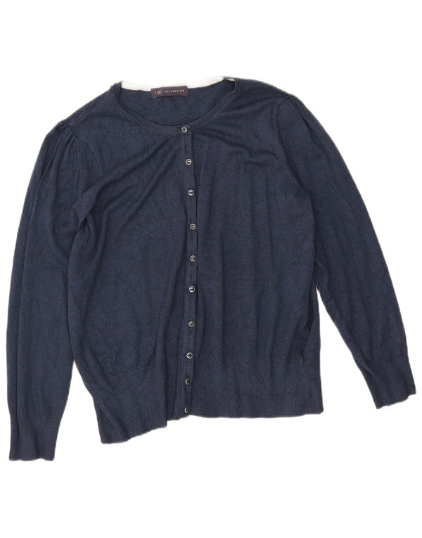Suéter cardigã feminino Marks & Spencer Reino Unido 16 grande viscose azul marinho