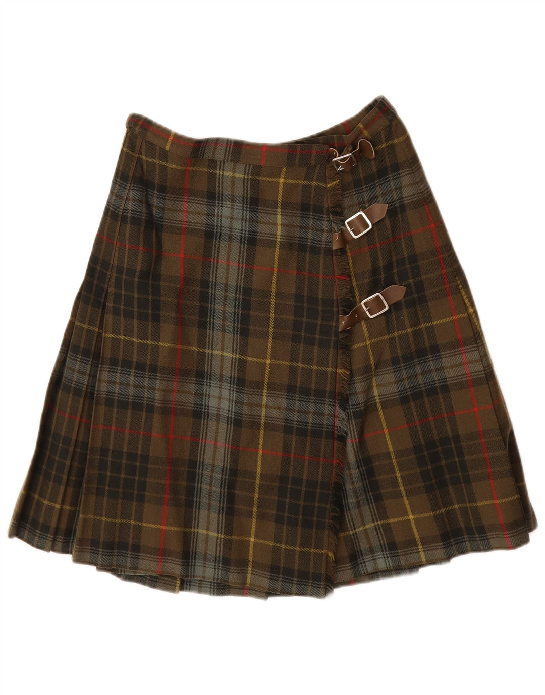 Saia feminina VINTAGE W28 xadrez cáqui médio