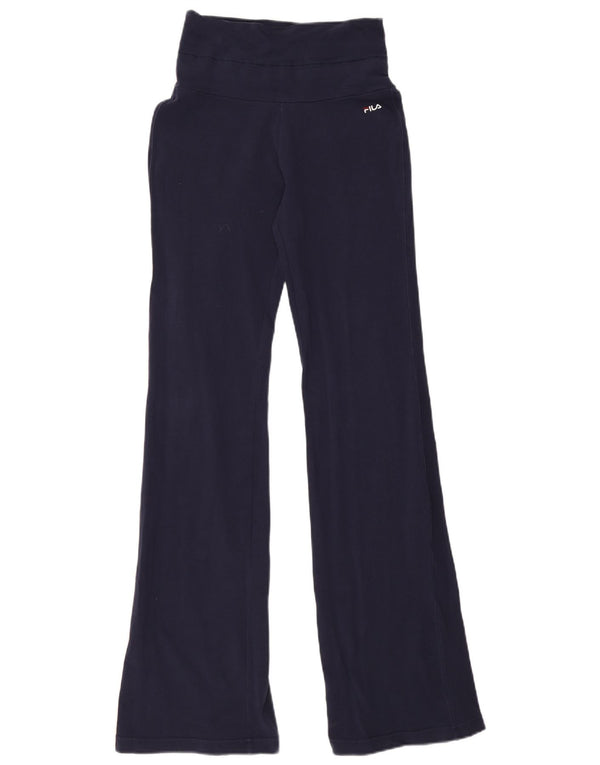 Calça de treino feminina Fila Flare UK 10 pequeno algodão azul marinho