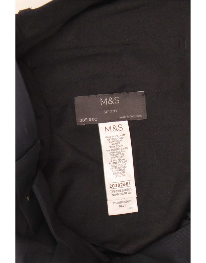 Calça skinny masculina Marks & Spencer W30 L31 poliéster azul marinho