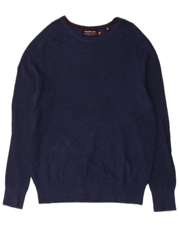 Superdry Mens Boat Neck Jumper Sweater 2XL Navy Blue Viscose