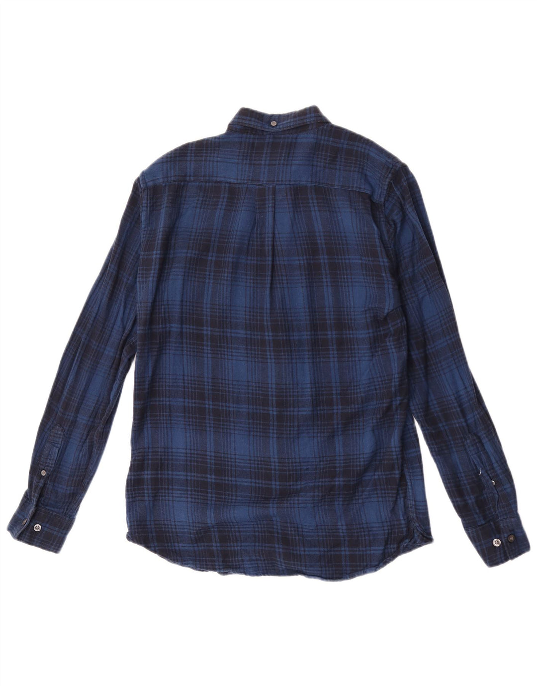 Camisa masculina de flanela French Connection algodão xadrez azul pequeno