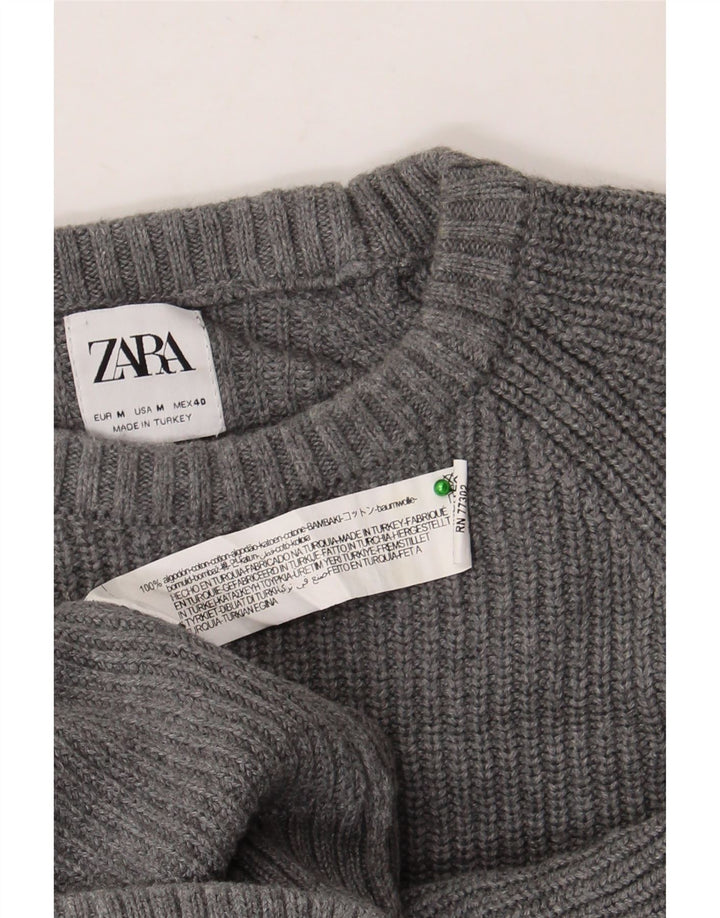 Zara Suéter masculino com gola canoa e algodão cinza médio