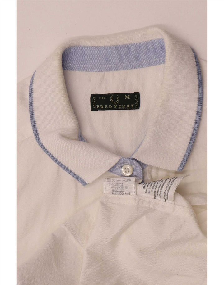 Camisa feminina Fred Perry manga curta regular fit Reino Unido 12 algodão branco médio