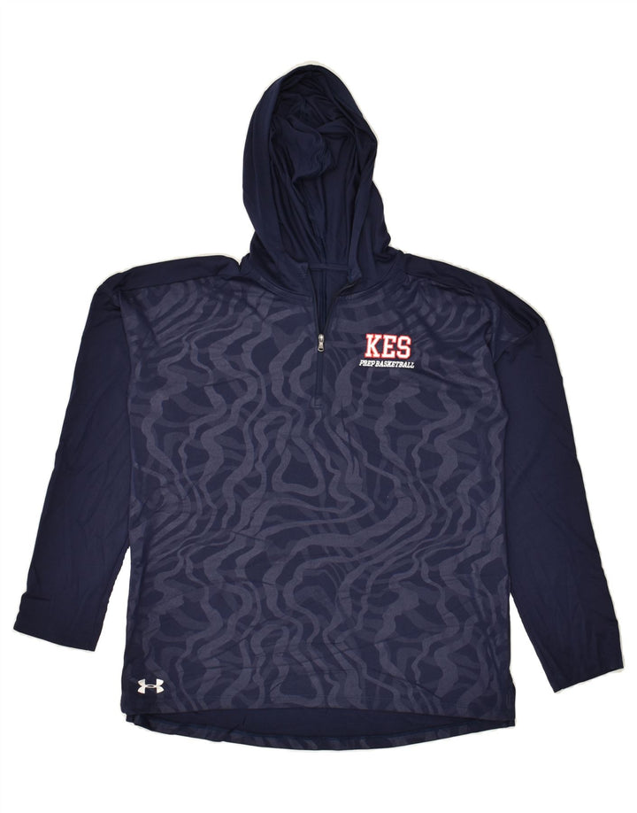 UNDER ARMOUR Mens Abstract Pattern Hoodie Jumper Medium Navy Blue | Vintage Under Armour | Thrift | Second-Hand Under Armour | Used Clothing | Messina Hembry 
