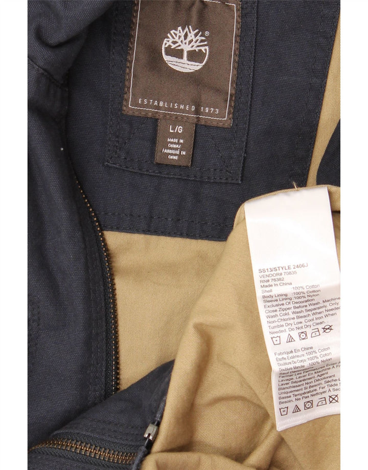 Jaqueta utilitária masculina TIMBERLAND UK 40 grande algodão azul marinho