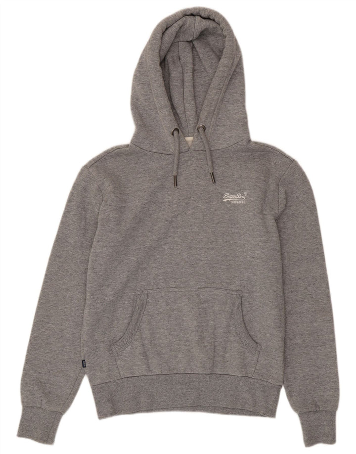 Suéter com capuz masculino Superdry pequeno algodão manchado cinza