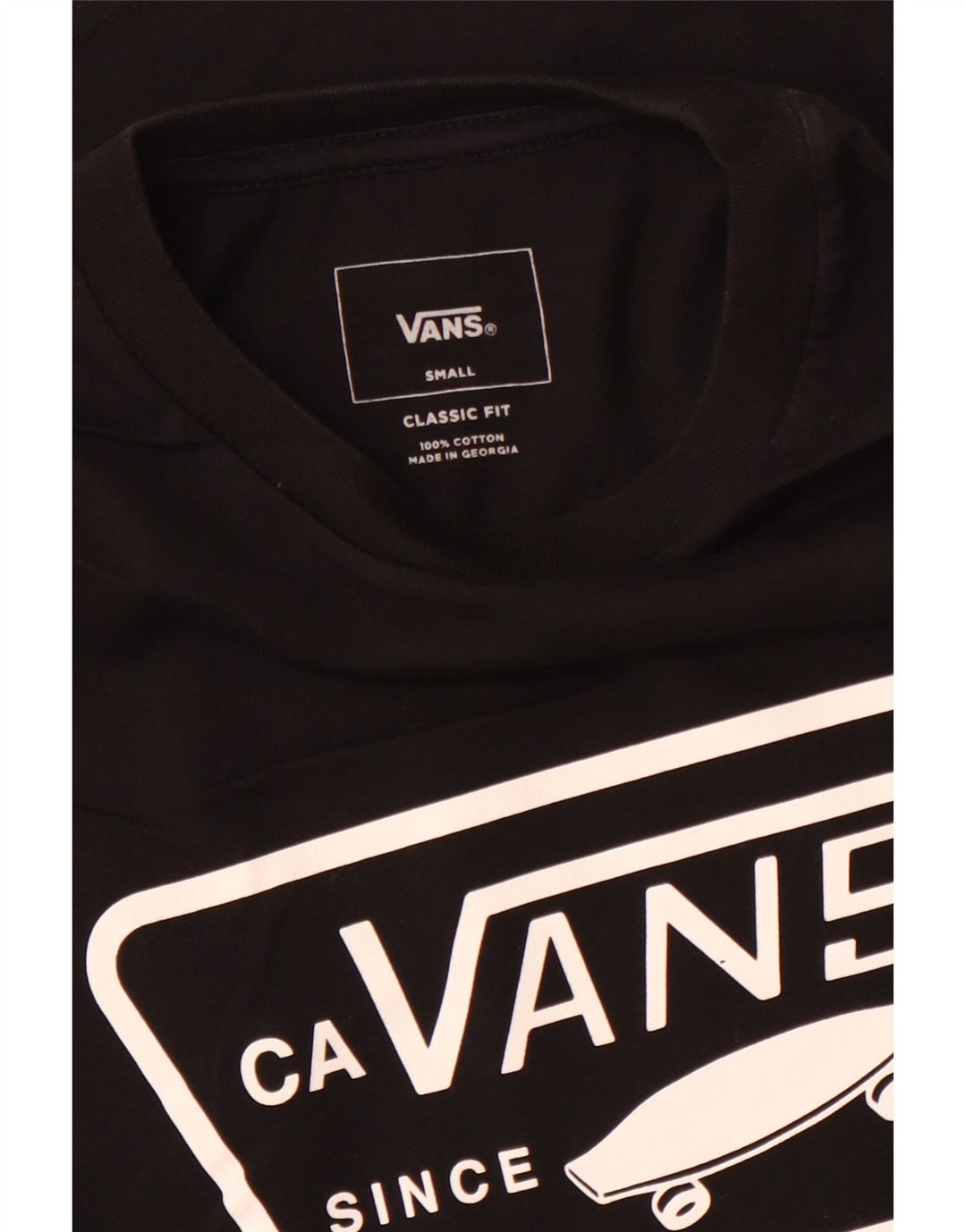 Camiseta masculina VANS Classic Fit gráfica top pequeno algodão preto