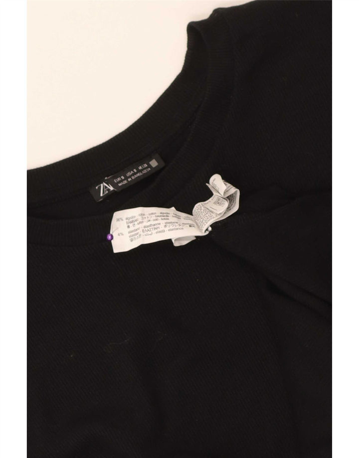 Colete feminino Zara UK 10 pequeno algodão preto