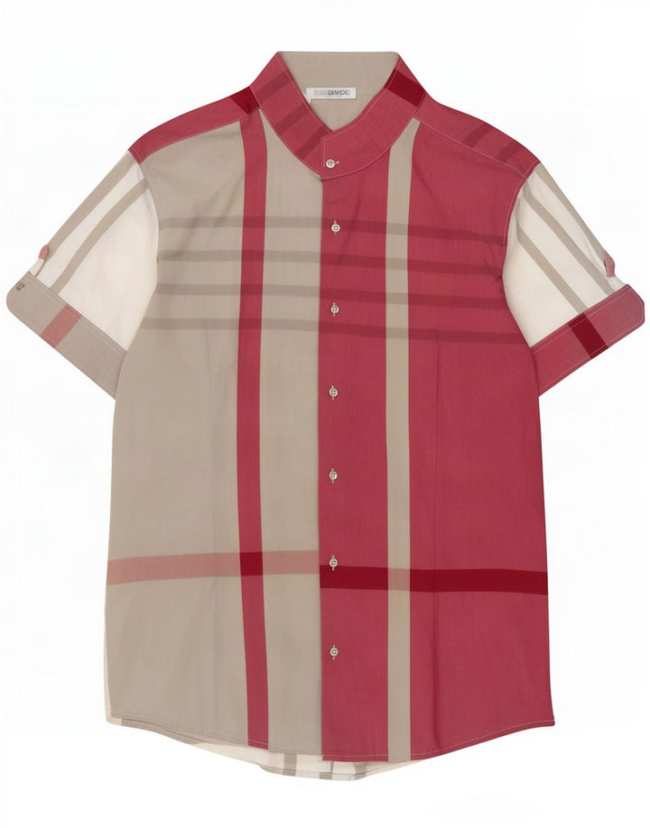 Camisa masculina de manga curta Naracamicie XL xadrez multicolorida
