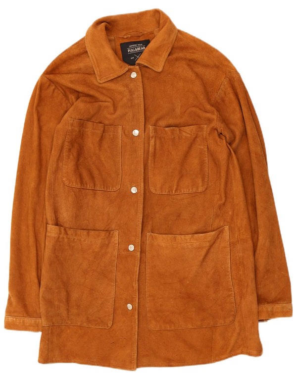 Jaqueta feminina de camurça Pull & Bear UK 10 pequena bege