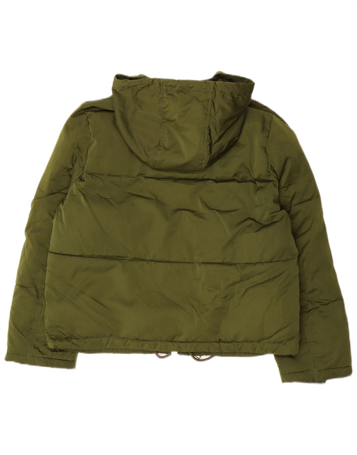 Jaqueta acolchoada com capuz feminina Topshop UK 12 poliéster verde médio