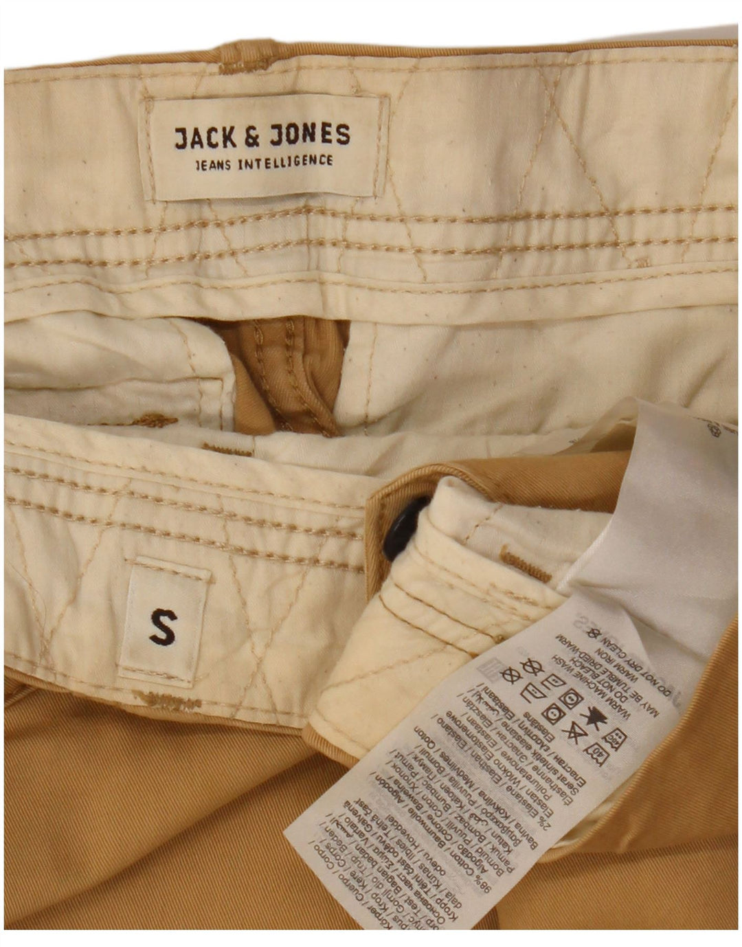 Shorts cargo masculino JACK & JONES pequeno W32 algodão bege