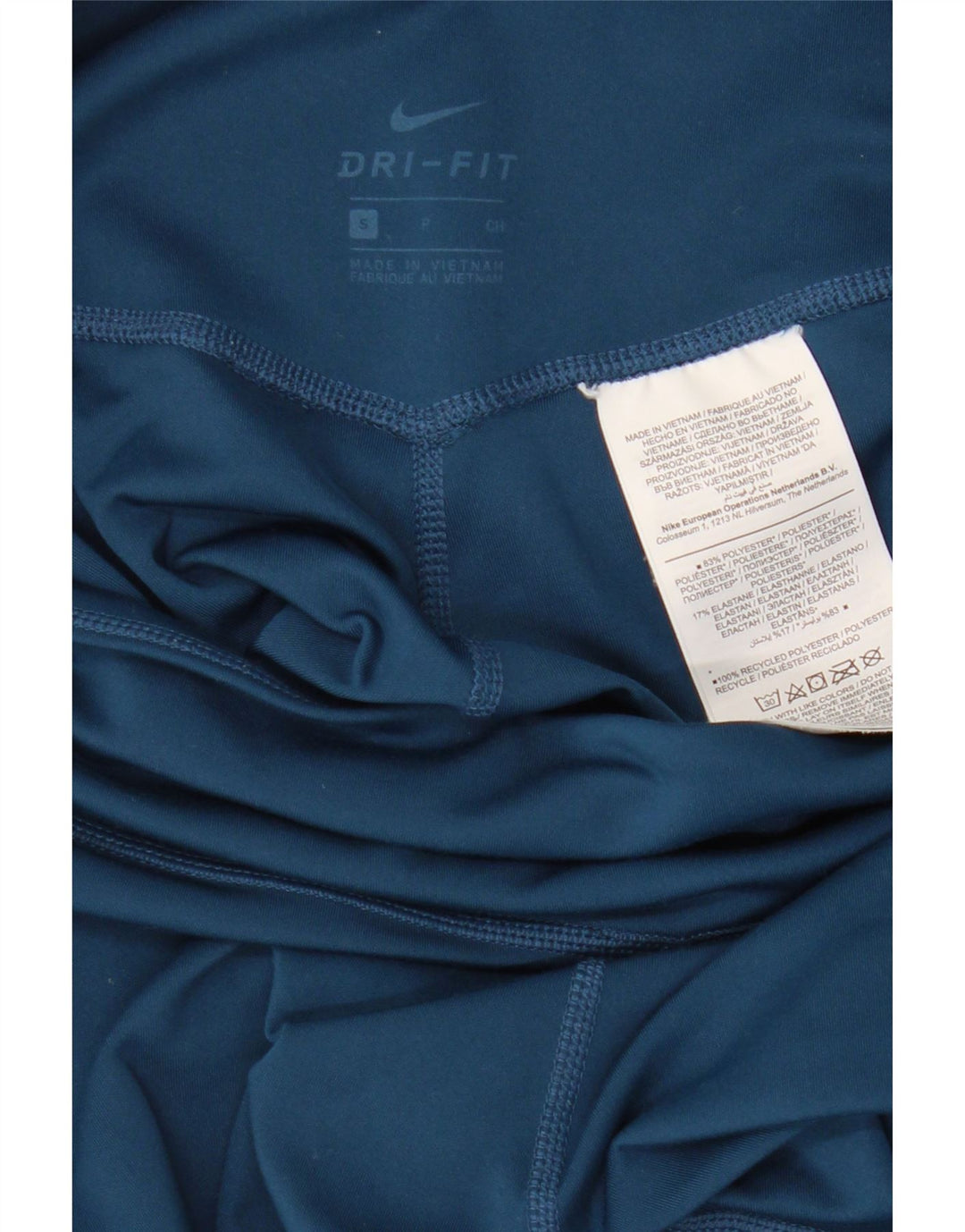 Leggings femininas Nike Dri Fit Graphic UK 8 pequenas azuis poliéster