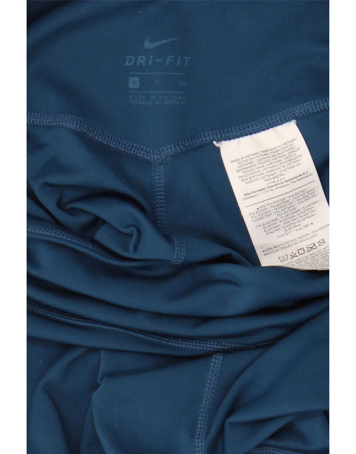 Leggings femininas Nike Dri Fit Graphic UK 8 pequenas azuis poliéster