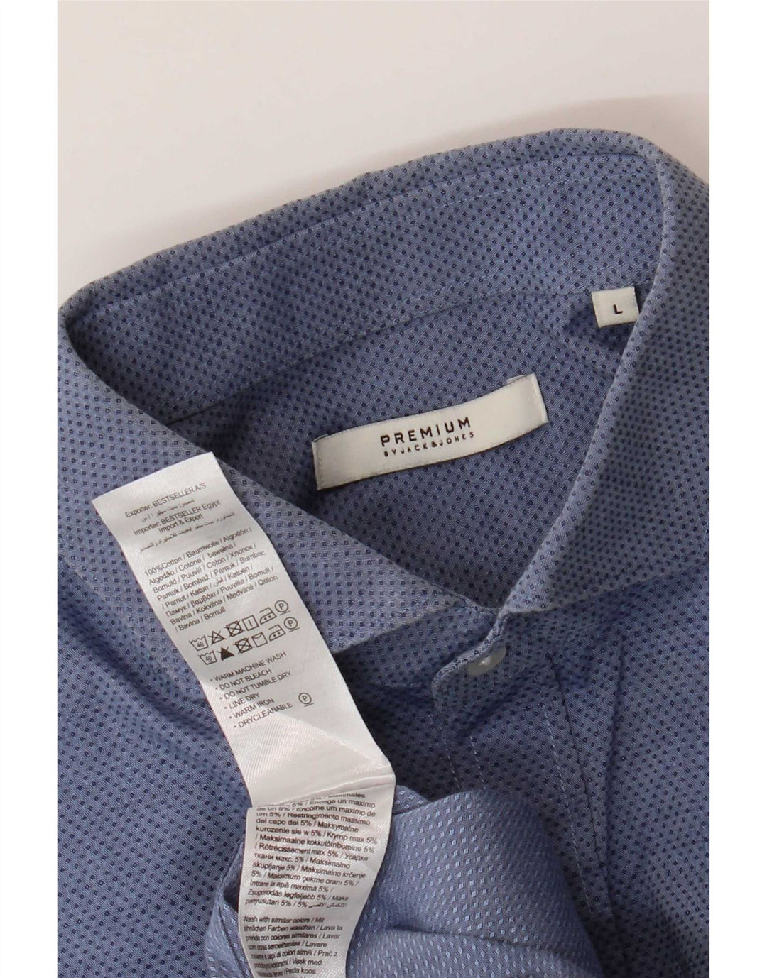 Camisa masculina Jack & Jones grande algodão manchado azul