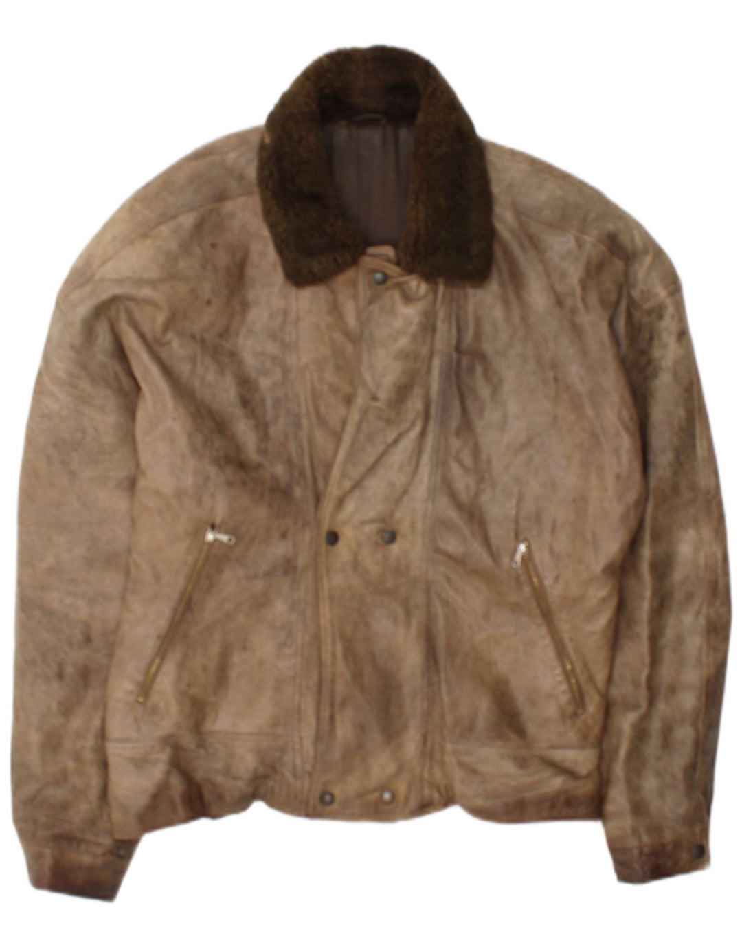 Jaqueta de couro masculina vintage IT 50 grande couro marrom