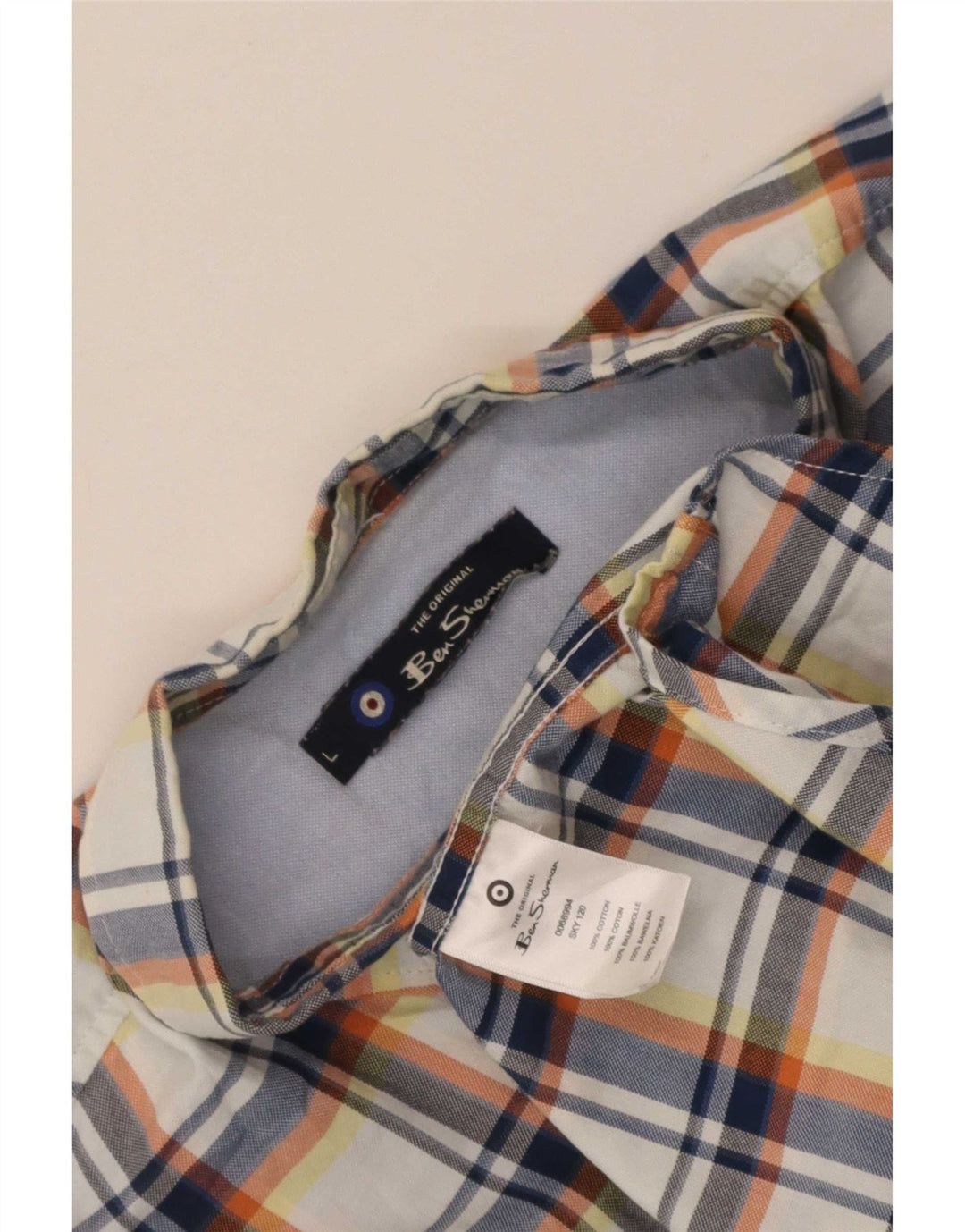 Camisa masculina de manga curta Ben Sherman grande algodão xadrez azul
