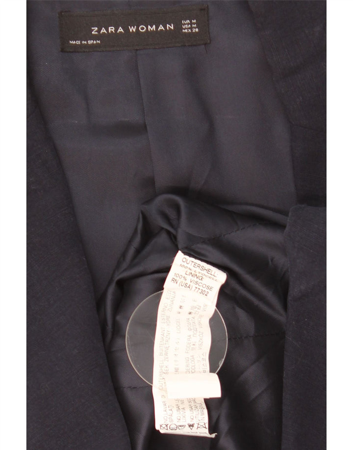 Jaqueta blazer feminina Zara com 1 botão Reino Unido 12 médio azul marinho Lyocell