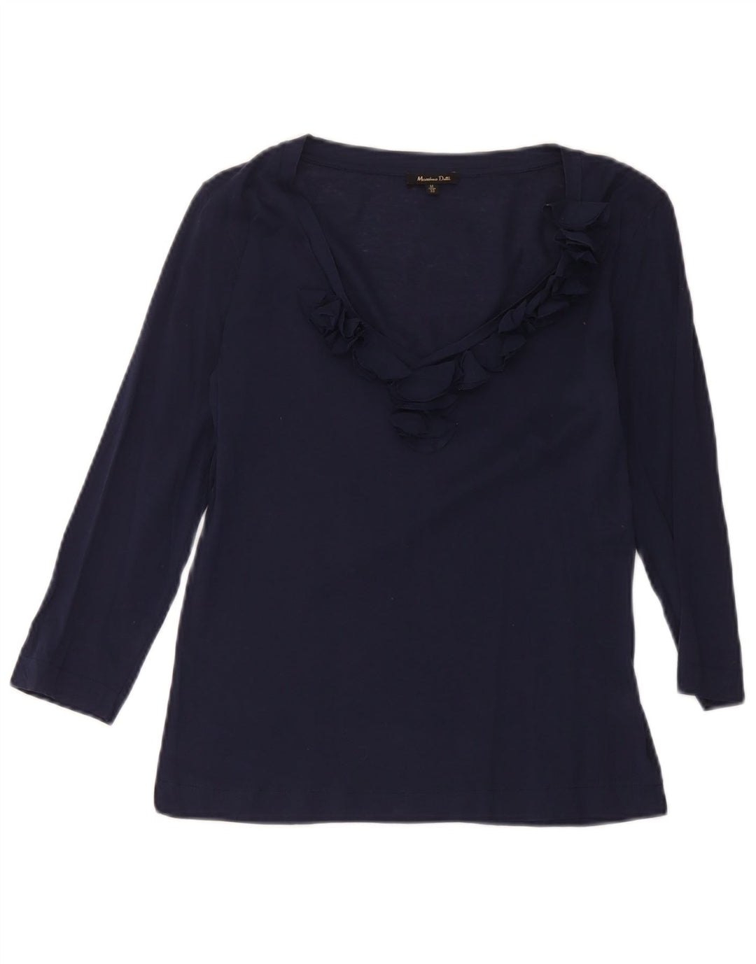 Blusa feminina Massimo Dutti manga 3/4 Reino Unido 12 médio azul marinho