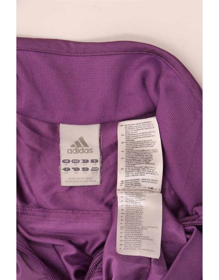 Adidas Womens Tracksuit Top Jacket UK 14 Médio Roxo Poliéster