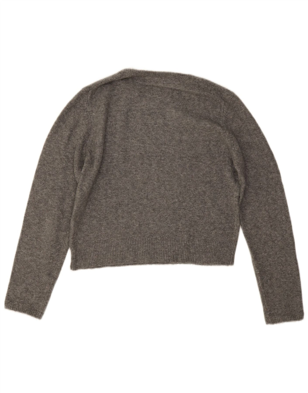 Suéter feminino Zara com gola redonda e gola redonda, Reino Unido 14, cinza médio