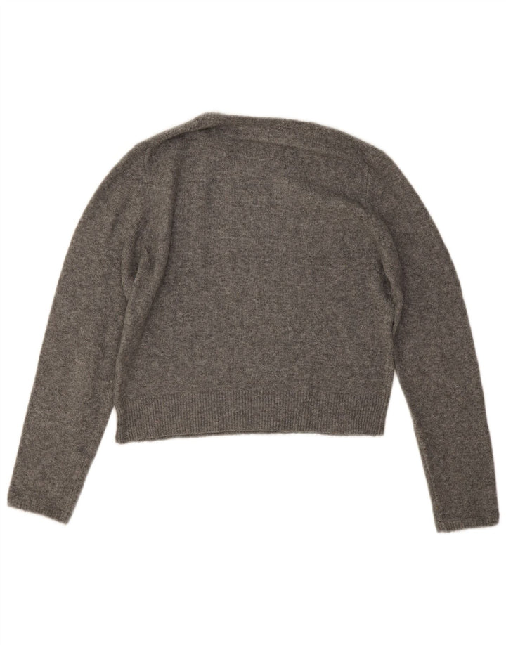 Suéter feminino Zara com gola redonda e gola redonda, Reino Unido 14, cinza médio