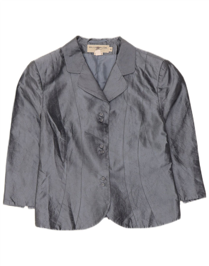 Blunauta Jaqueta blazer feminina crop 6 botões IT 42 seda cinza médio