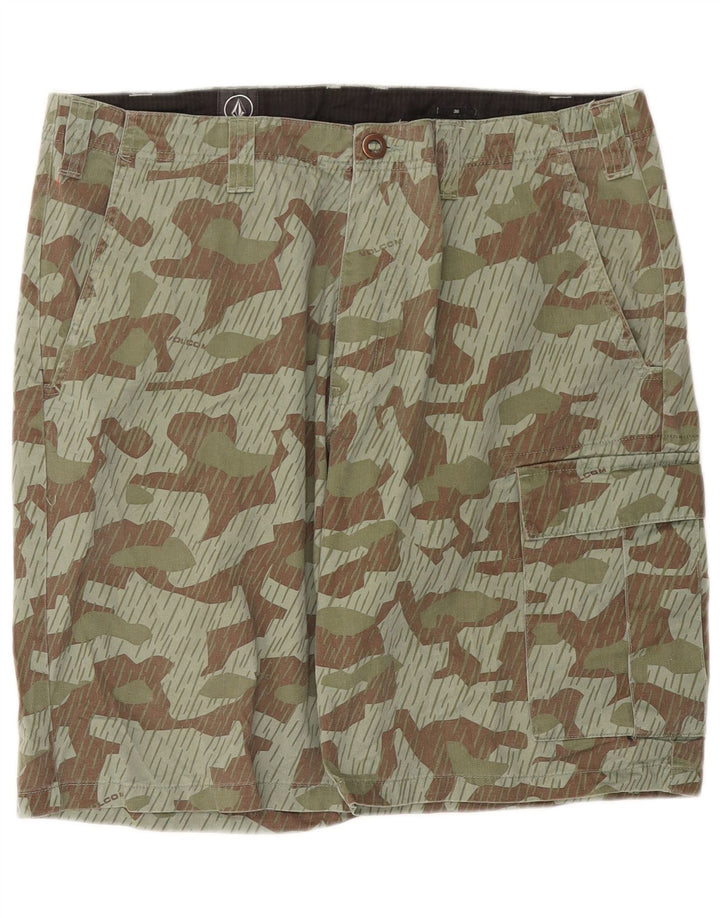 Shorts cargo masculino Volcom W36 grande camuflagem verde