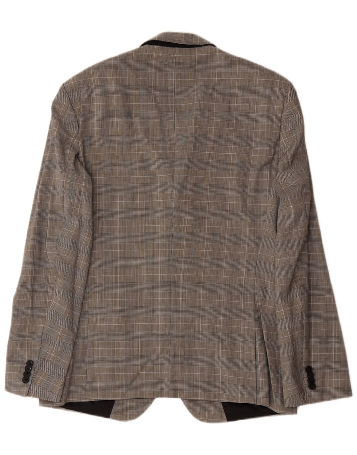 Jaqueta blazer masculina Hugo Boss com 2 botões EU 52 XL cinza Houndstooth lã
