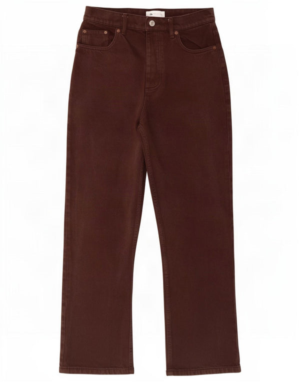 Calça jeans reta feminina Zara EU 38 pequena W28 L27 algodão marrom
