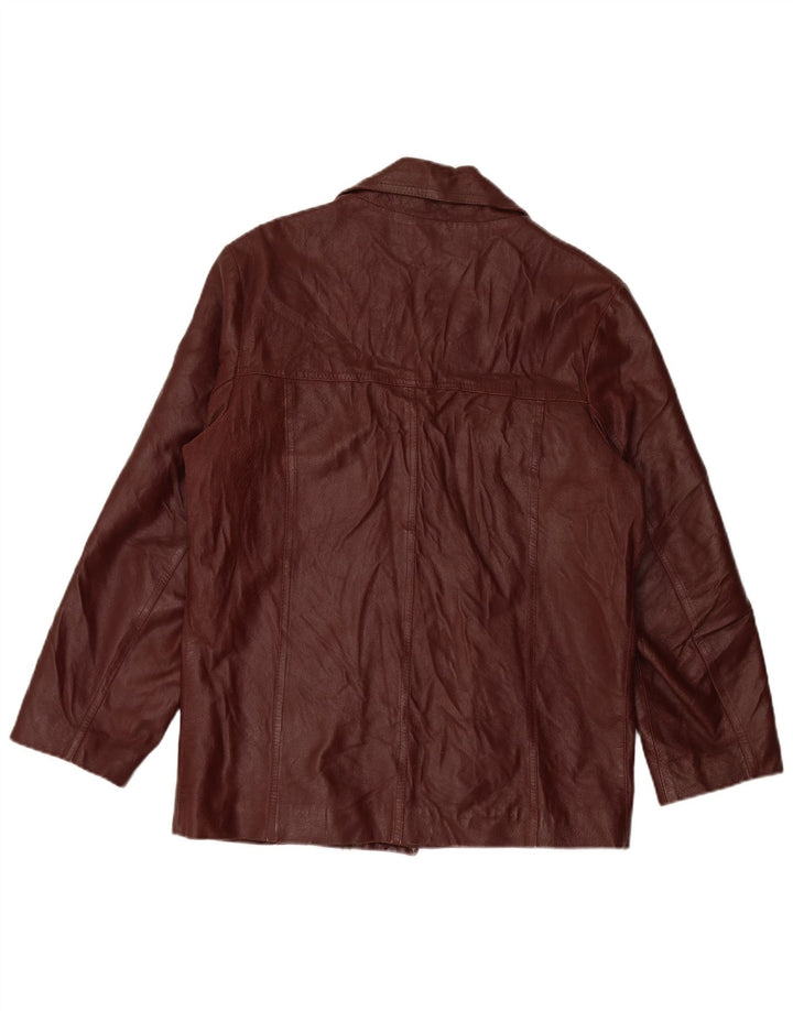 Jaqueta blazer masculina de couro VINTAGE com 4 botões IT 50 grande couro cor de vinho