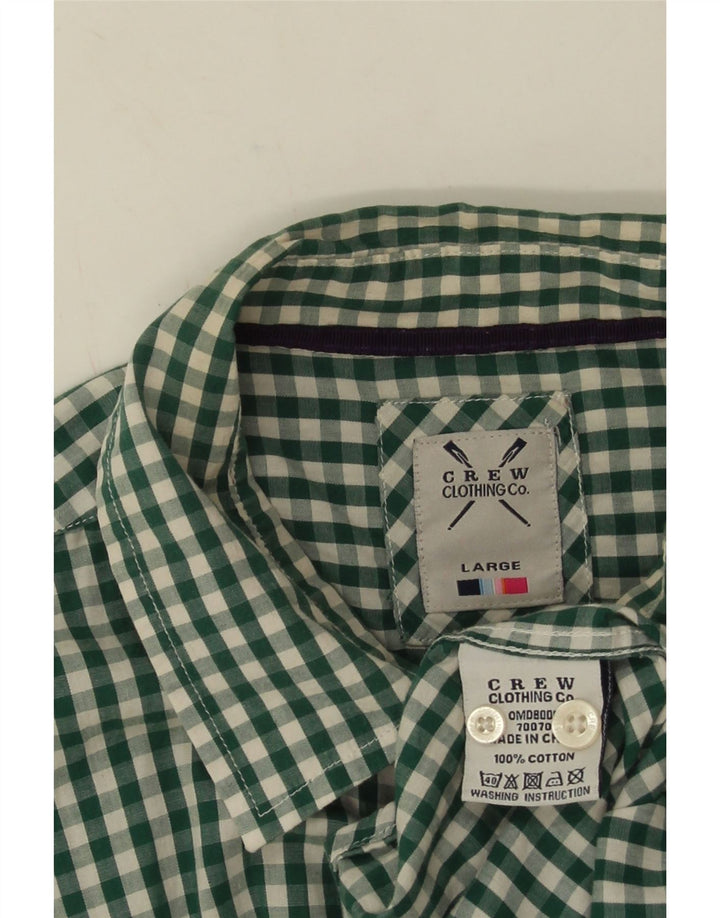 Crew Clothing Camisa masculina grande algodão guingão verde