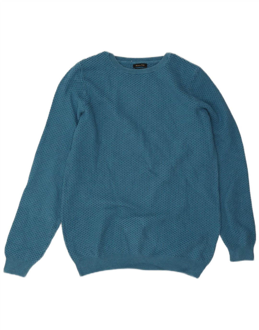 Suéter masculino MASSIMO DUTTI com gola redonda, grande algodão azul