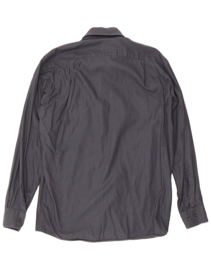 Camisa masculina Roccobarocco tamanho 40 15 3/4 algodão xadrez cinza médio